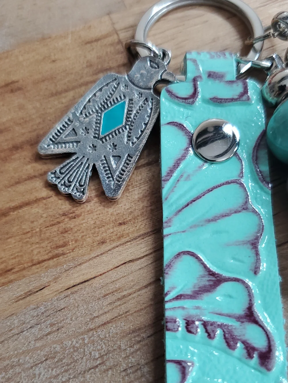 Green Tassel Bead Keychain Charm